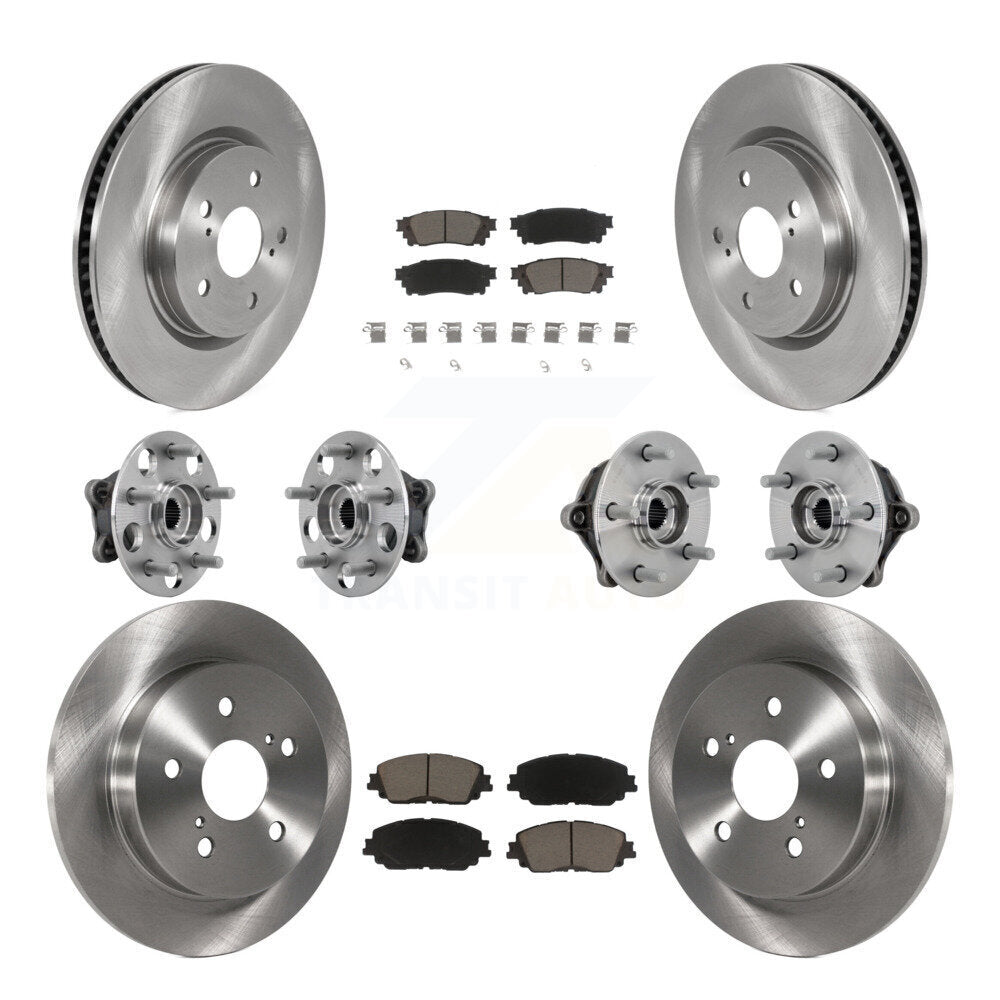 Front Rear Hub Bearing Disc Brake Rotor And Ceramic Pads Kit (10Pc) For Toyota RAV4 Venza KBB-132439