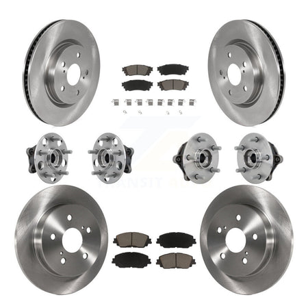Front Rear Hub Bearing Disc Brake Rotor And Ceramic Pads Kit (10Pc) For Toyota RAV4 Venza KBB-132439