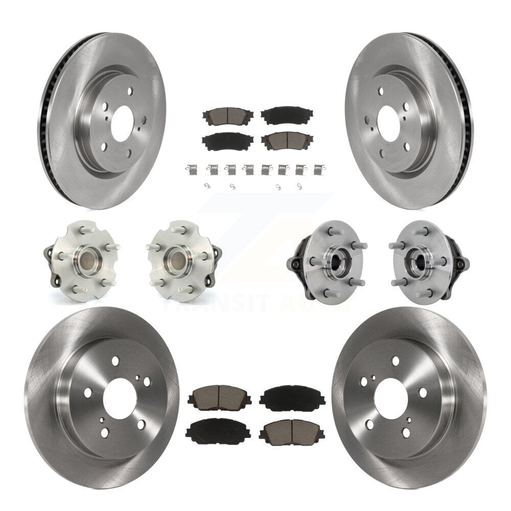 Front Rear Hub Bearing Brake Rotor And Pad Kit (10Pc) For Toyota RAV4 FWD with GAS engine KBB-132441