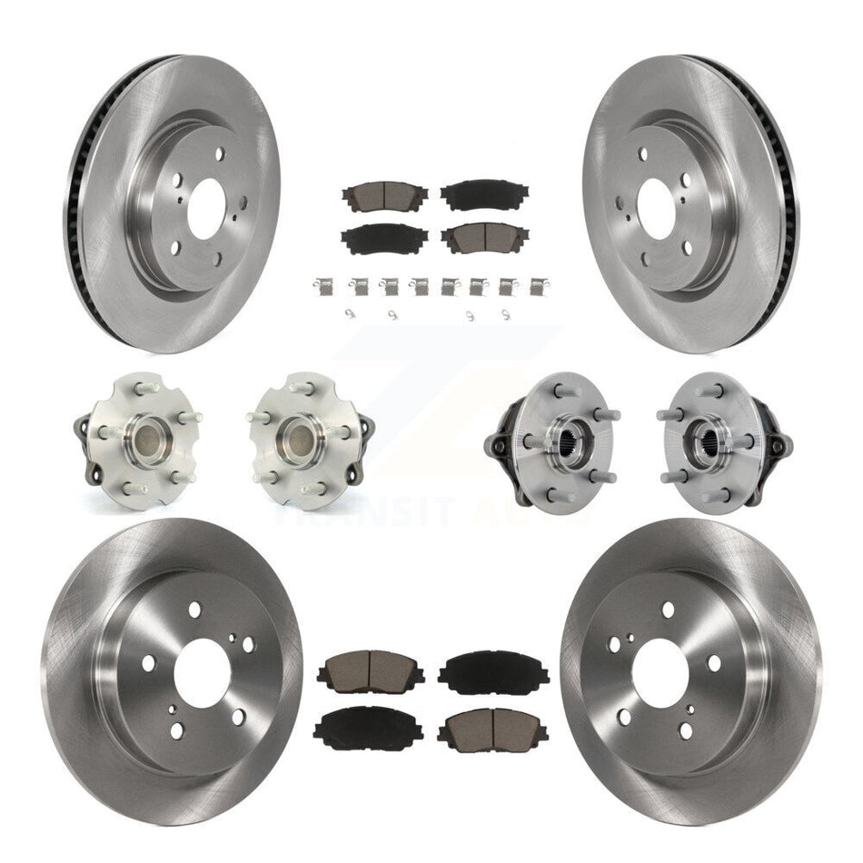 Front Rear Hub Bearing Brake Rotor And Pad Kit (10Pc) For Toyota RAV4 FWD with GAS engine KBB-132441