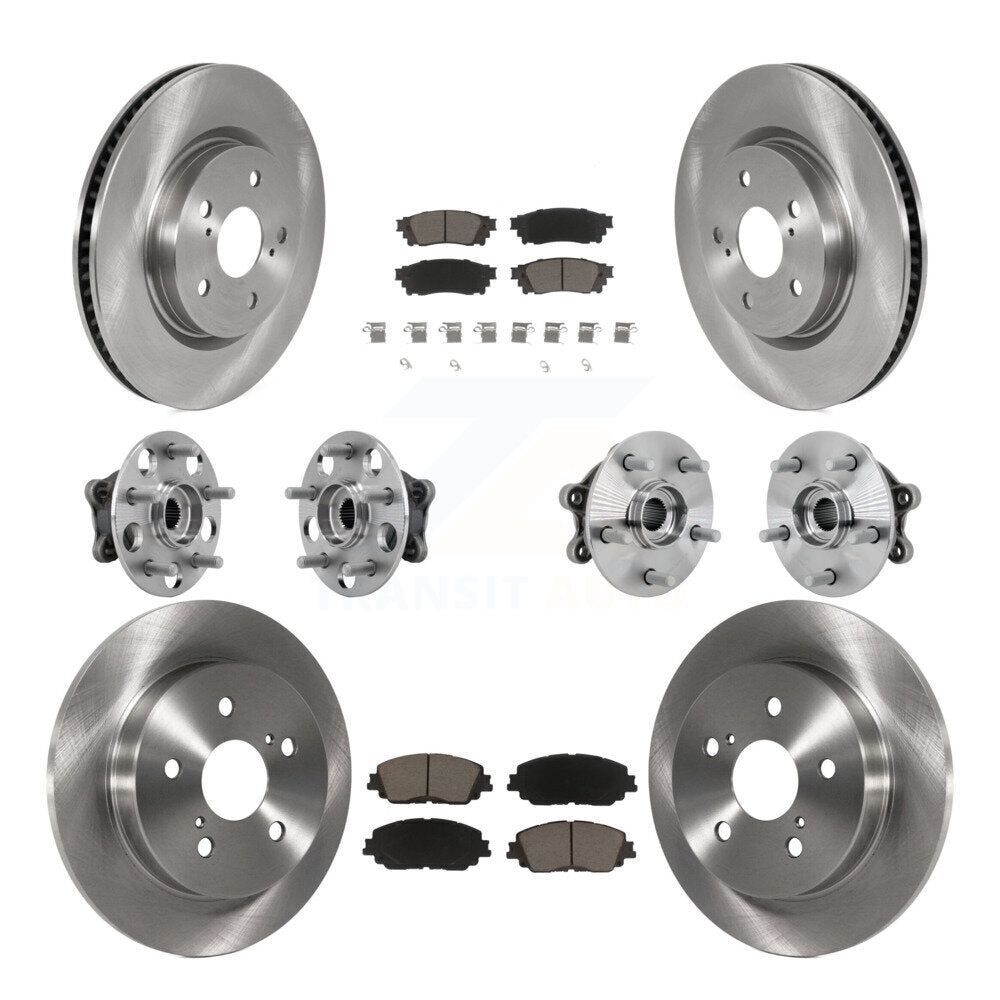 Front Rear Hub Bearings Disc Brake Rotors And Ceramic Pads Kit (10Pc) For Toyota RAV4 KBB-132442