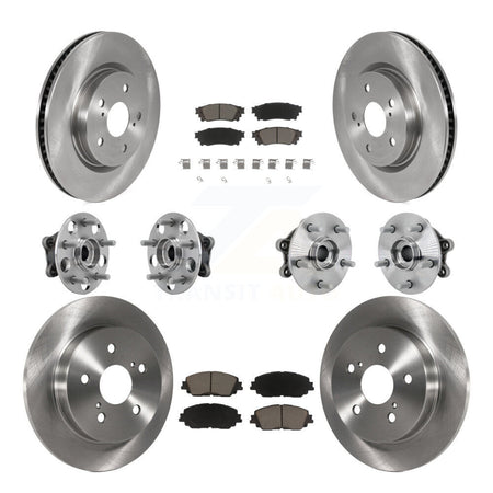 Front Rear Hub Bearings Disc Brake Rotors And Ceramic Pads Kit (10Pc) For Toyota RAV4 KBB-132442