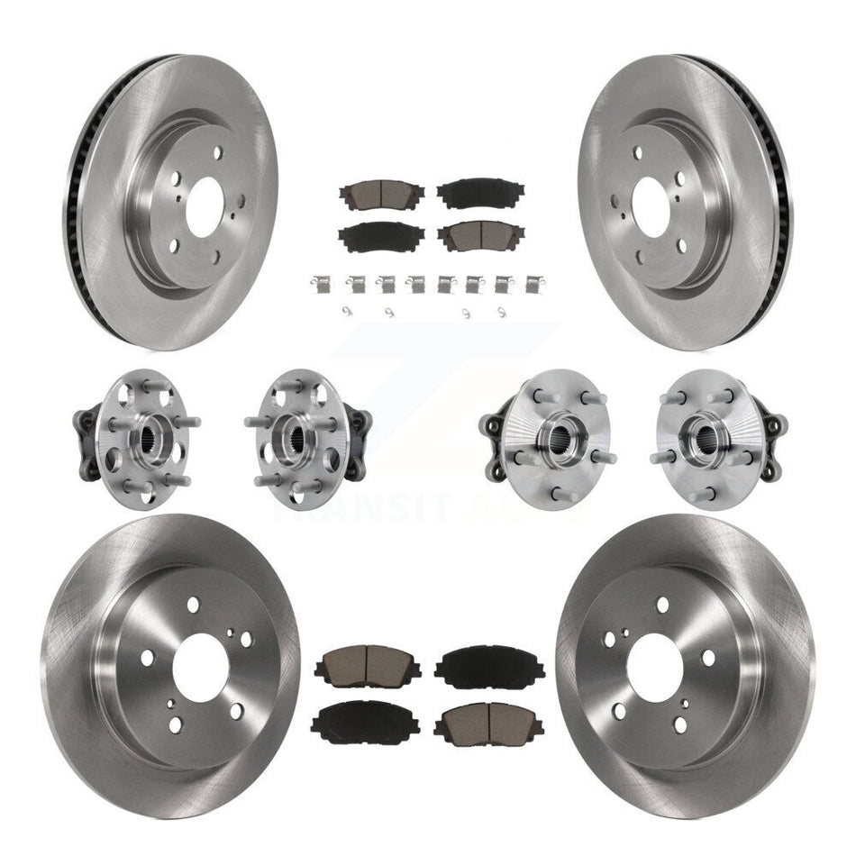 Front Rear Hub Bearings Disc Brake Rotors And Ceramic Pads Kit (10Pc) For Toyota RAV4 KBB-132442