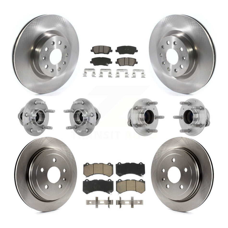 Front Rear Hub Bearings Disc Brake Rotors And Ceramic Pads Kit (10Pc) For Cadillac CTS KBB-132445
