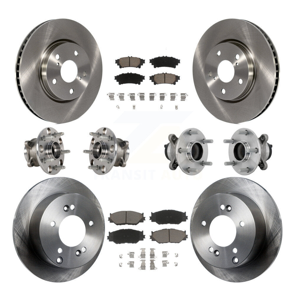 Front Rear Hub Bearing Brake Rotor Pad Kit (10Pc) For 2014-2015 Lexus IS250 Base with RWD KBB-132460