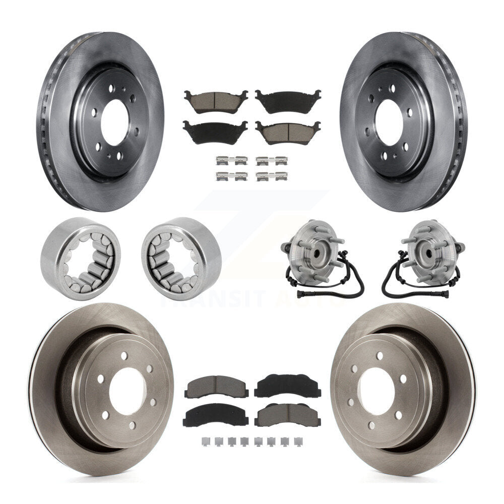Front Rear Hub Bearing Disc Brake Rotor Pads Shoe Kit (10Pc) For 2015-2017 Ford F-150 RWD KBB-132467