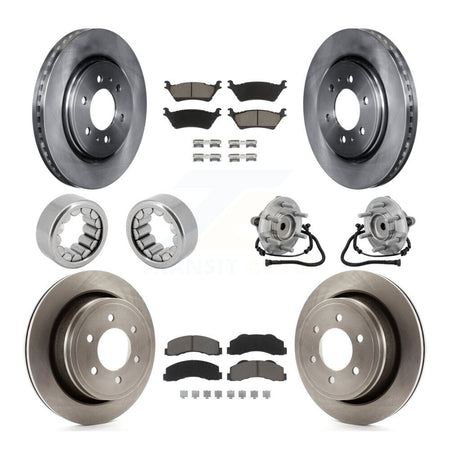 Front Rear Hub Bearing Disc Brake Rotor Pads Shoe Kit (10Pc) For 2015-2017 Ford F-150 RWD KBB-132467