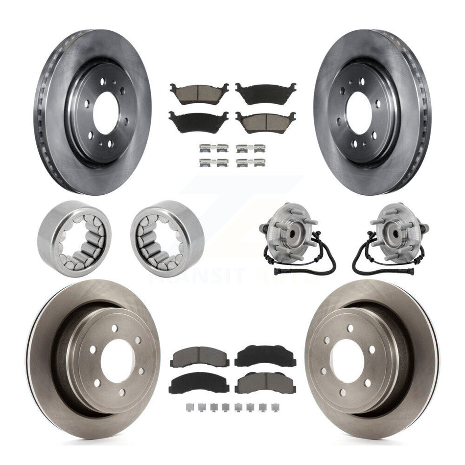 Front Rear Hub Bearing Disc Brake Rotor Pads Shoe Kit (10Pc) For 2015-2017 Ford F-150 RWD KBB-132467
