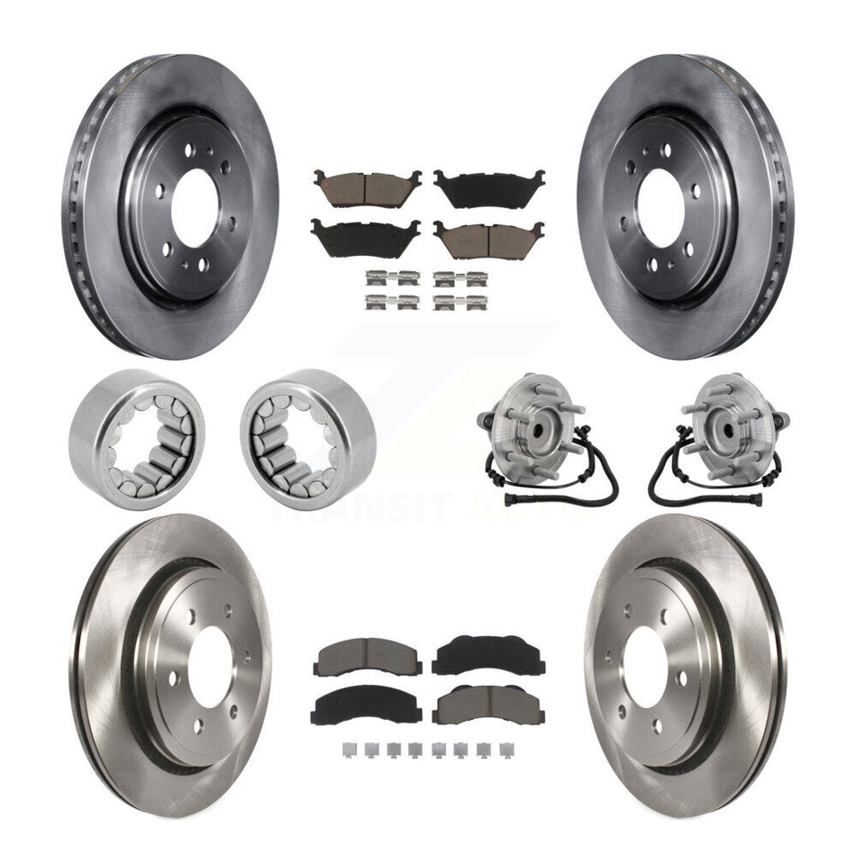 Front Rear Hub Bearing Disc Brake Rotor Pads Shoe Kit (10Pc) For 2015-2017 Ford F-150 RWD KBB-132468
