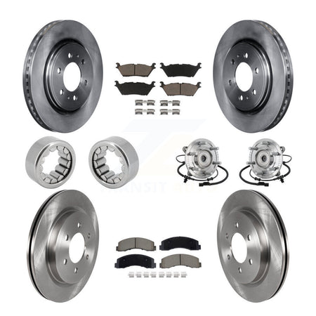 Front Rear Hub Bearing Brake Rotor & Pads Shoe Kit (10Pc) For 2018-2020 Ford F-150 Raptor KBB-132470
