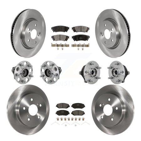 Front Rear Hub Bearing Brake Rotor And Pad Kit (10Pc) For Toyota RAV4 FWD with GAS engine KBB-132485