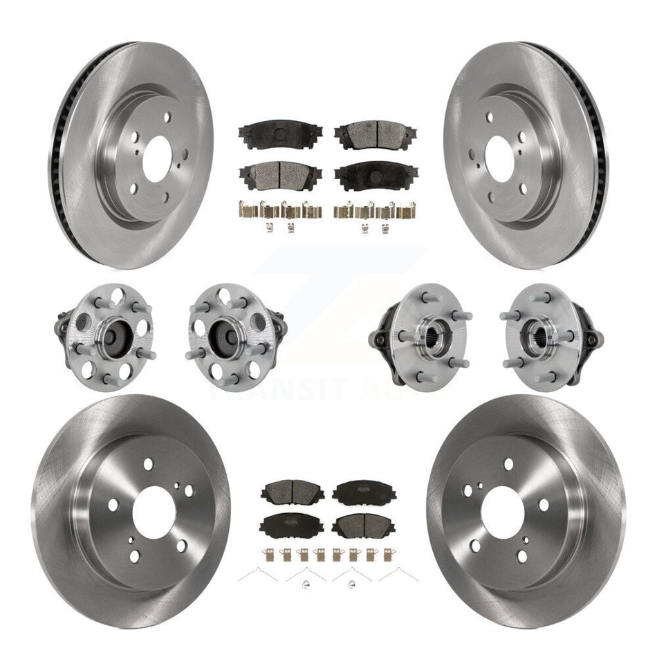 Front Rear Hub Bearing Brake Rotor And Pad Kit (10Pc) For Toyota RAV4 FWD with GAS engine KBB-132485