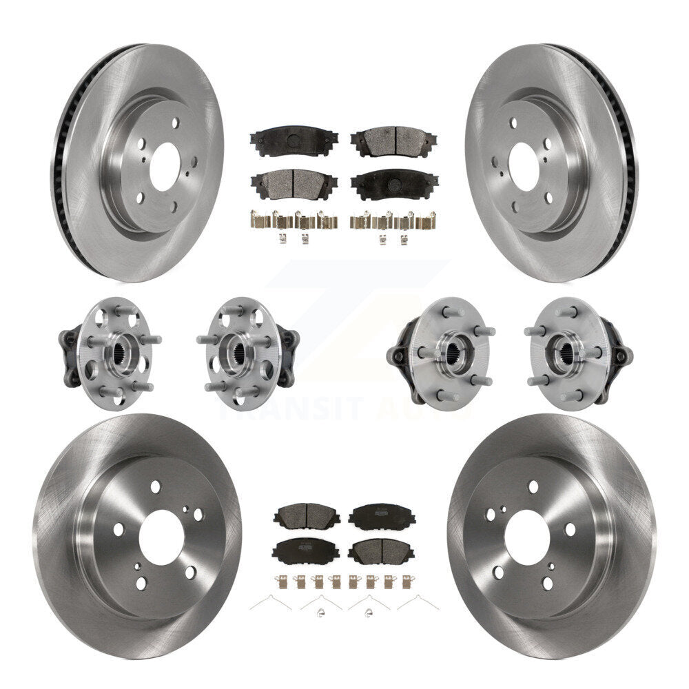 Front Rear Hub Bearing Assembly Disc Brake Rotor And Pad Kit (10Pc) For Toyota RAV4 Venza KBB-132486