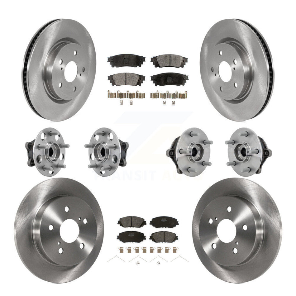 Front Rear Hub Bearing Assembly Disc Brake Rotor And Pad Kit (10Pc) For Toyota RAV4 Venza KBB-132486