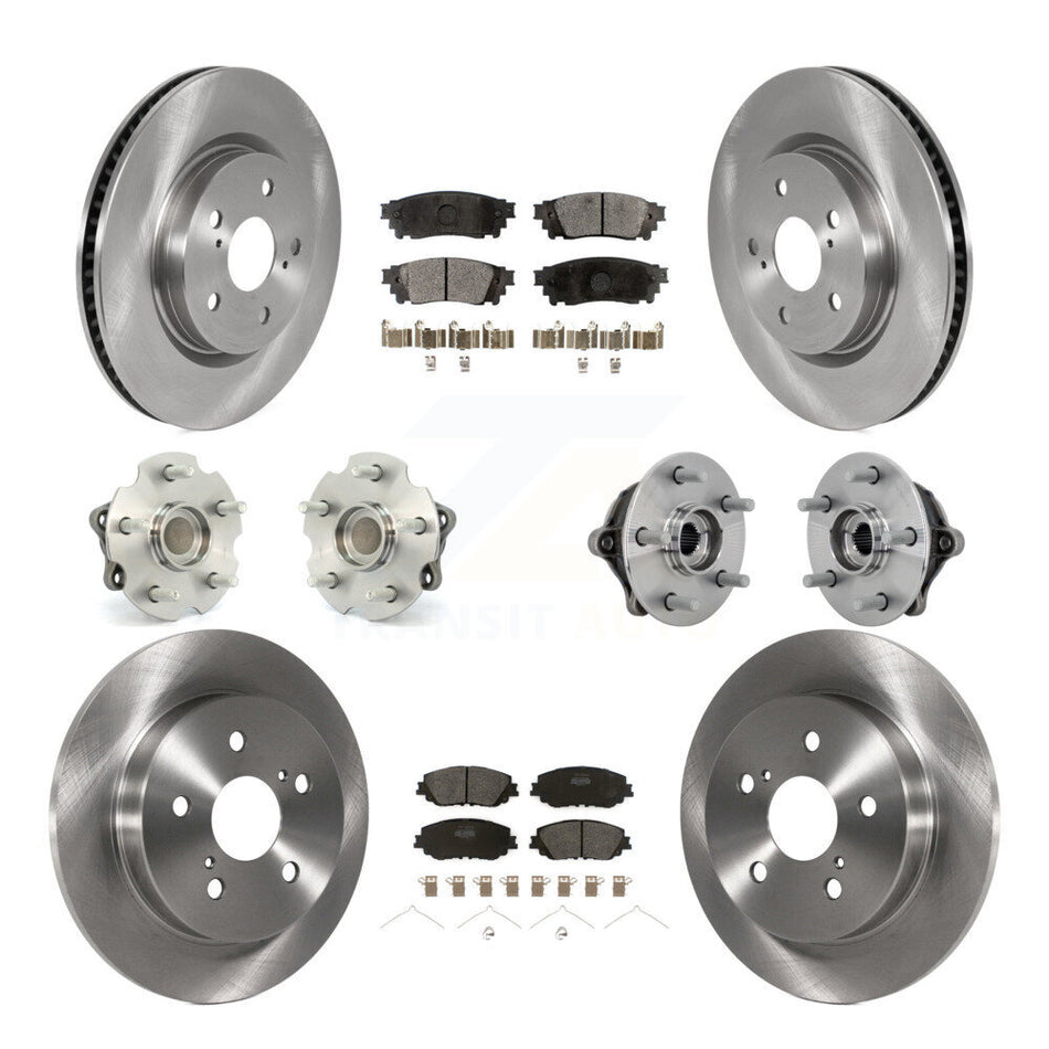 Front Rear Hub Bearing Brake Rotor And Pad Kit (10Pc) For Toyota RAV4 FWD with GAS engine KBB-132488