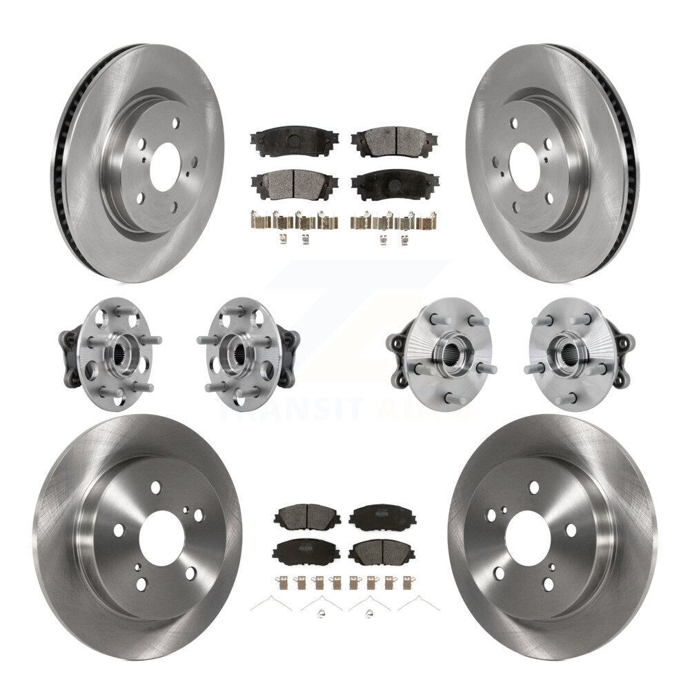 Front Rear Hub Bearing Disc Brake Rotor And Semi-Metallic Pads Kit (10Pc) For Toyota RAV4 KBB-132489