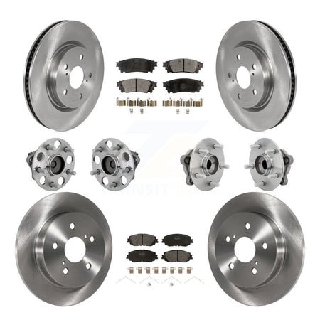 Front Rear Hub Bearing Disc Brake Rotor And Semi-Metallic Pads Kit (10Pc) For Toyota C-HR KBB-132492