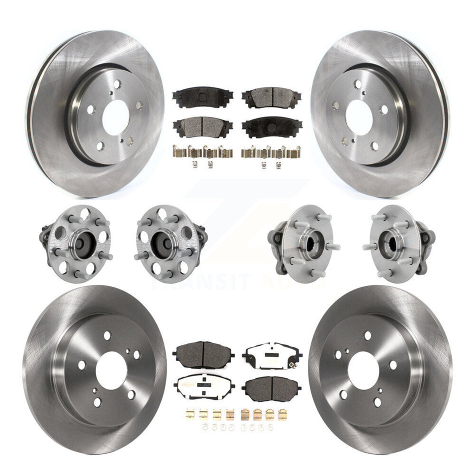 Front Rear Hub Bearing Disc Brake Rotor And Semi-Metallic Pads Kit (10Pc) For Toyota C-HR KBB-132493