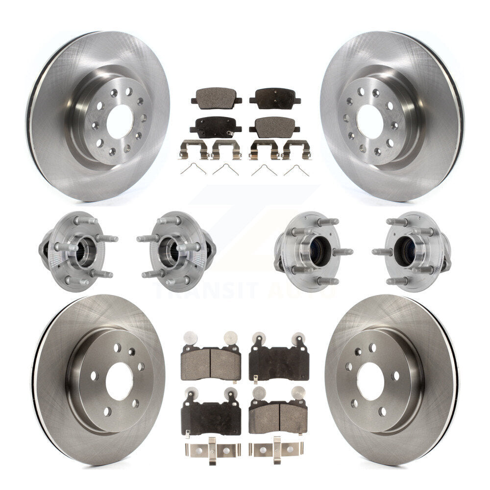 Front Rear Hub Bearing Disc Brake Rotor And Pad Kit (10Pc) For 2016-2018 Cadillac CT6 RWD KBB-132508