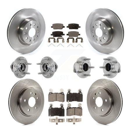 Front Rear Hub Bearing Disc Brake Rotor And Pad Kit (10Pc) For 2016-2018 Cadillac CT6 RWD KBB-132508