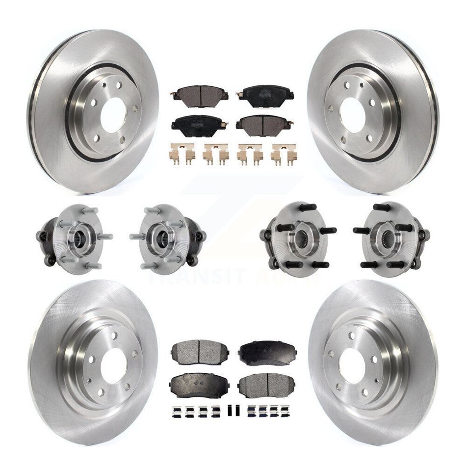 Front Rear Hub Bearing Disc Brake Rotors And Pads Kit (10Pc) For 2016-2023 Mazda CX-9 AWD KBB-132517