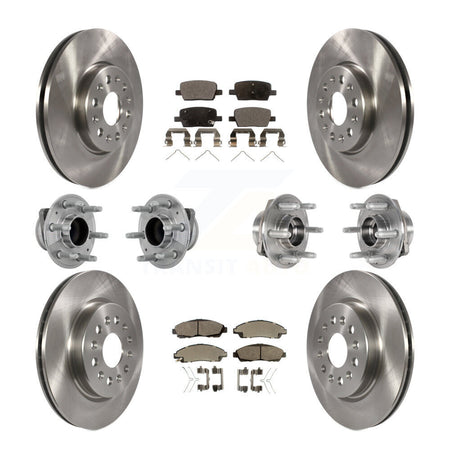 Front Rear Hub Bearing Brake Rotor Pad Kit (10Pc) For Chevrolet Traverse GMC Acadia Buick KBB-132526
