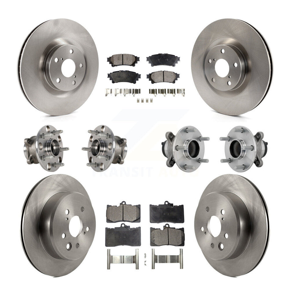 Front Rear Hub Bearing Disc Brake Rotors And Pads Kit (10Pc) For Lexus IS300 IS350 IS200t KBB-132530