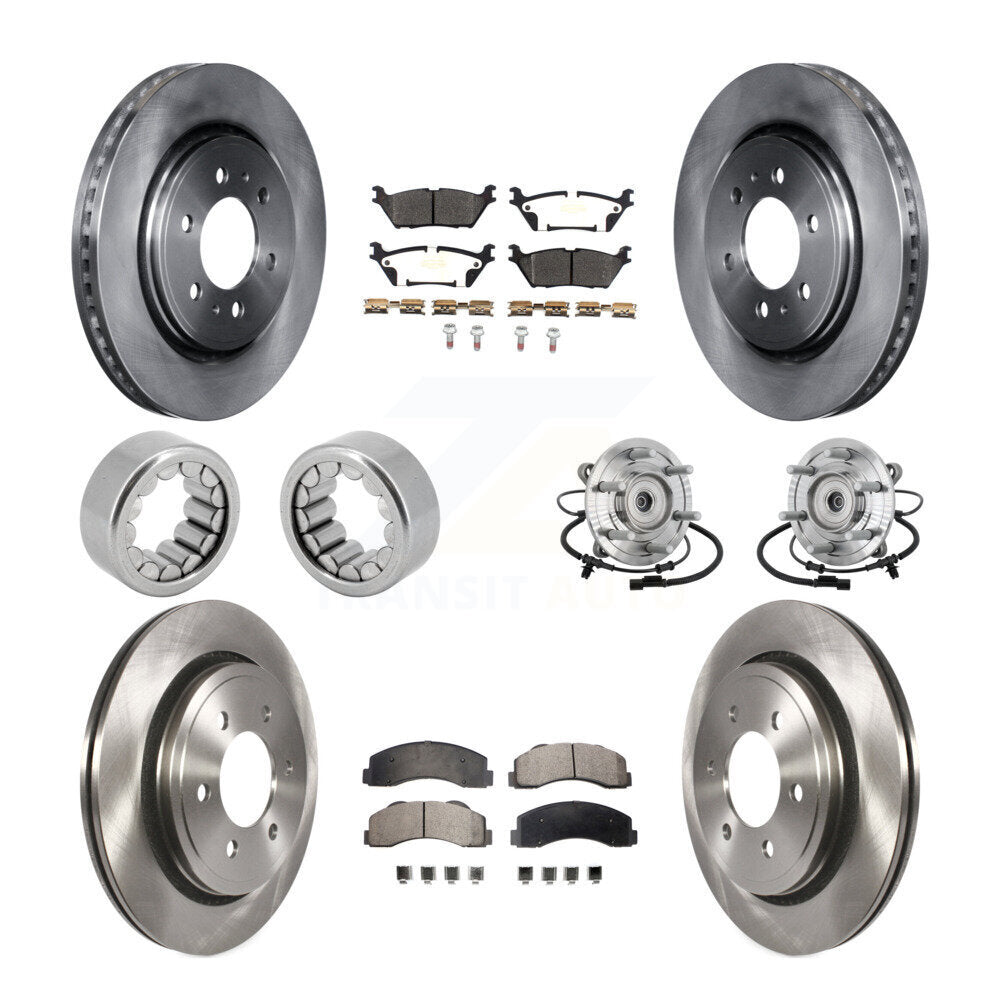 Front Rear Hub Bearing Brake Rotor Pads Shoe Kit (10Pc) For 17 Ford F-150 Raptor with 4WD KBB-132531