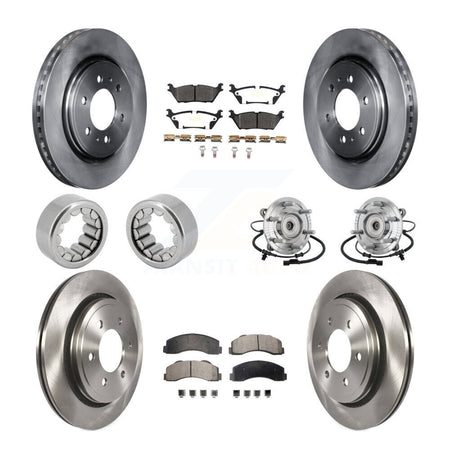Front Rear Hub Bearing Brake Rotor Pads Shoe Kit (10Pc) For 17 Ford F-150 Raptor with 4WD KBB-132531