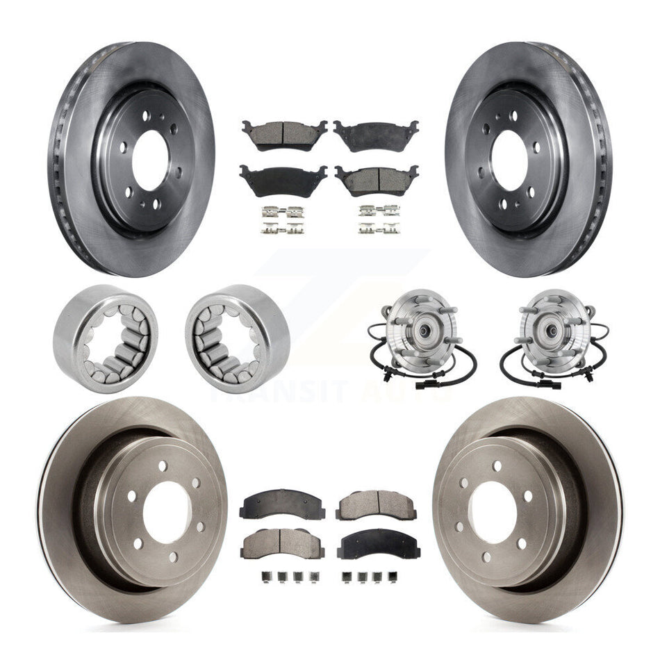 Front Rear Hub Bearing Brake Rotor Pads Shoe Kit (10Pc) For 17 Ford F-150 Raptor with 4WD KBB-132532