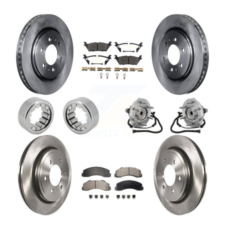 Front Rear Hub Bearing Disc Brake Rotor Pads Shoe Kit (10Pc) For 2015-2017 Ford F-150 RWD KBB-132533
