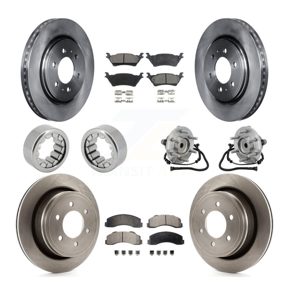 Front Rear Hub Bearing Disc Brake Rotor Pads Shoe Kit (10Pc) For 2015-2017 Ford F-150 RWD KBB-132534
