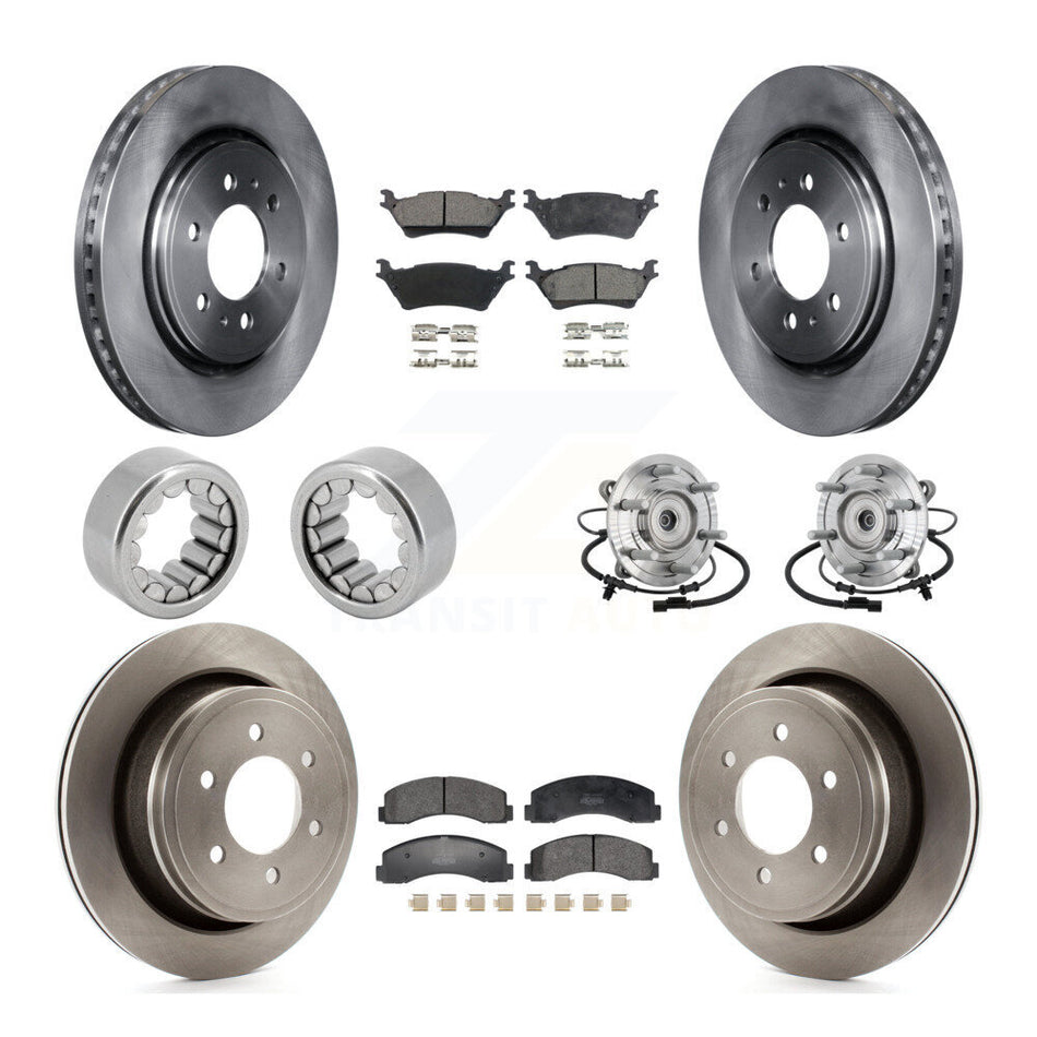 Front Rear Hub Bearing Brake Rotor & Pads Shoe Kit (10Pc) For 2018-2020 Ford F-150 Raptor KBB-132536