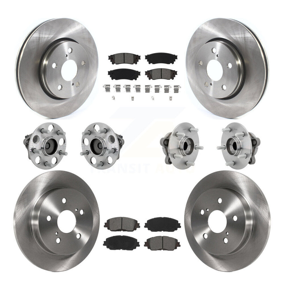 Front Rear Hub Bearing Disc Brake Rotor And Semi-Metallic Pads Kit (10Pc) For Toyota C-HR KBB-132551