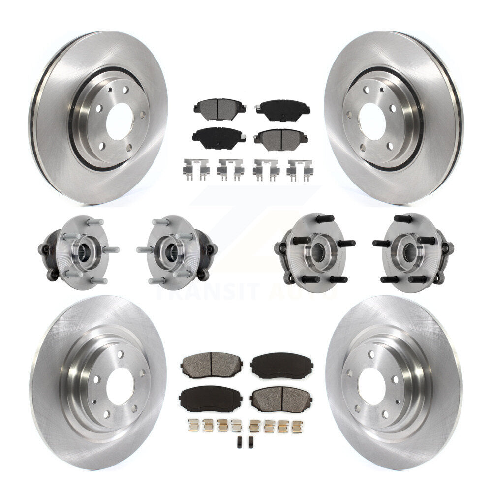 Front Rear Hub Bearing Disc Brake Rotors And Pads Kit (10Pc) For 2016-2023 Mazda CX-9 AWD KBB-132553