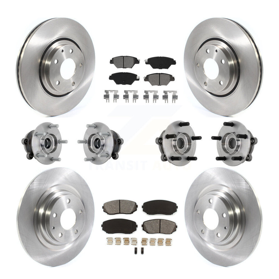 Front Rear Hub Bearing Disc Brake Rotors And Pads Kit (10Pc) For 2016-2023 Mazda CX-9 AWD KBB-132553