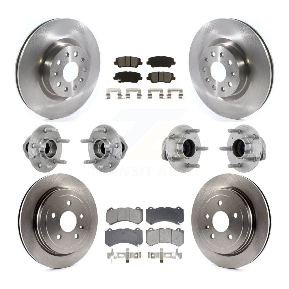 Front Rear Hub Bearing Disc Brake Rotor And Semi-Metallic Pad Kit (10Pc) For Cadillac CTS KBB-132555