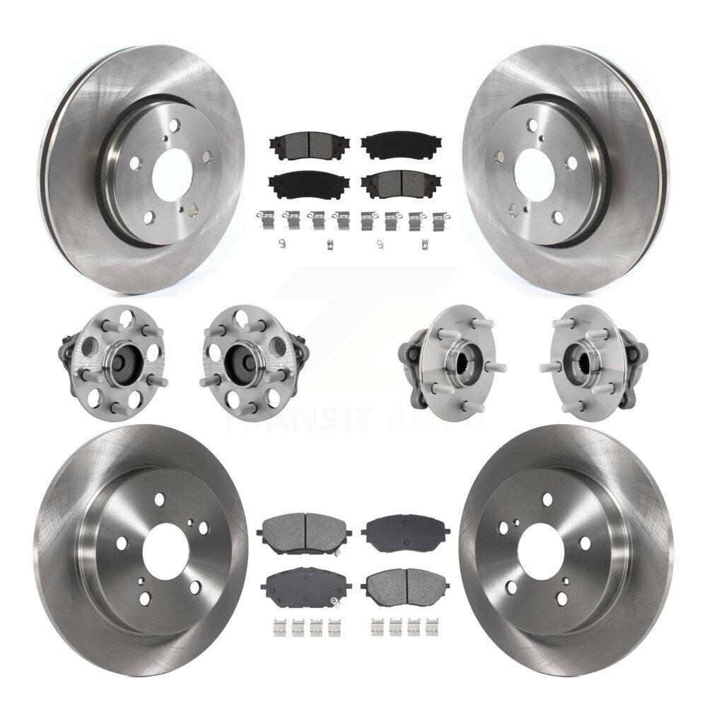Front Rear Hub Bearing Disc Brake Rotor And Semi-Metallic Pads Kit (10Pc) For Toyota C-HR KBB-132558