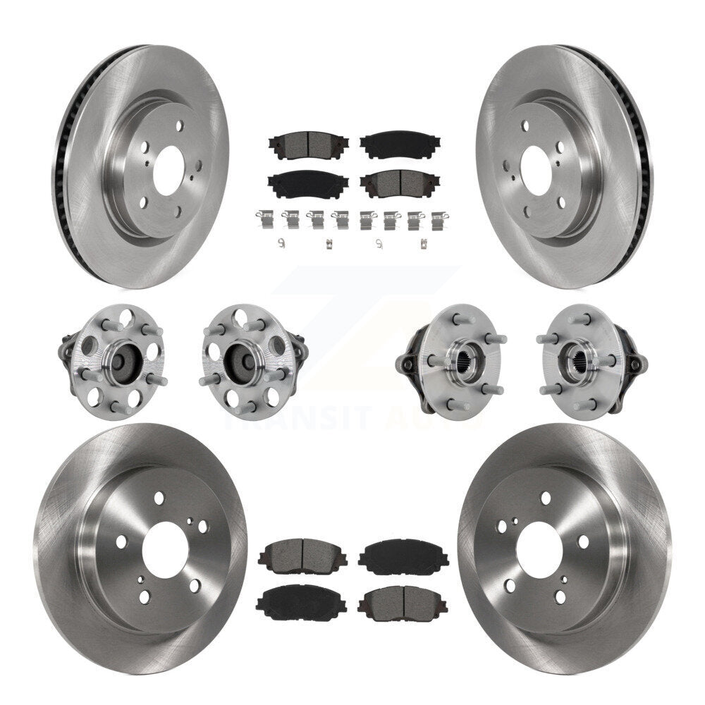 Front Rear Hub Bearing Brake Rotor And Pad Kit (10Pc) For Toyota RAV4 FWD with GAS engine KBB-132559