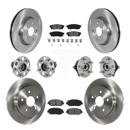 Front Rear Hub Bearing Brake Rotor And Pad Kit (10Pc) For Toyota RAV4 FWD with GAS engine KBB-132559