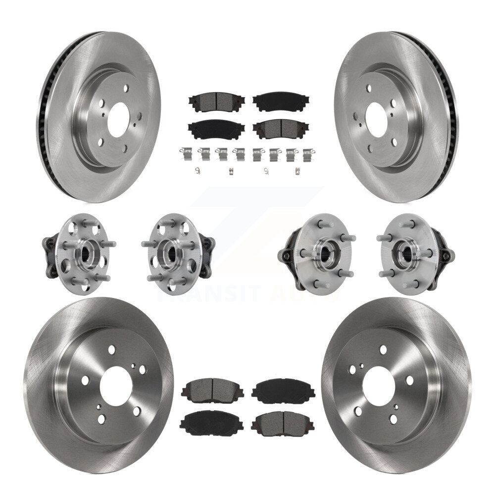 Front Rear Hub Bearing Assembly Disc Brake Rotor And Pad Kit (10Pc) For Toyota RAV4 Venza KBB-132560