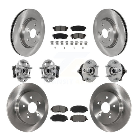 Front Rear Hub Bearing Assembly Disc Brake Rotor And Pad Kit (10Pc) For Toyota RAV4 Venza KBB-132560