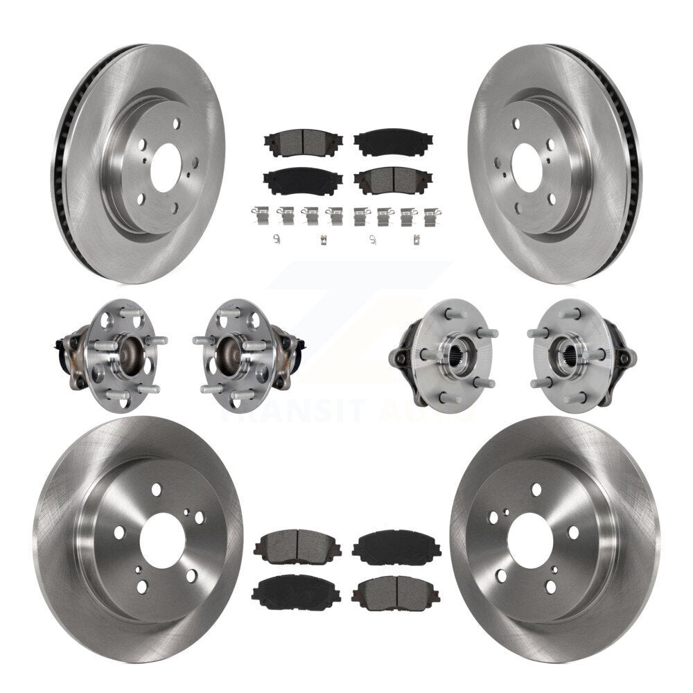 Front Rear Hub Bearing Brake Rotor And Pad Kit (10Pc) For Toyota RAV4 FWD with GAS engine KBB-132561
