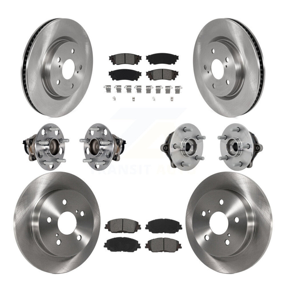 Front Rear Hub Bearing Brake Rotor And Pad Kit (10Pc) For Toyota RAV4 FWD with GAS engine KBB-132561