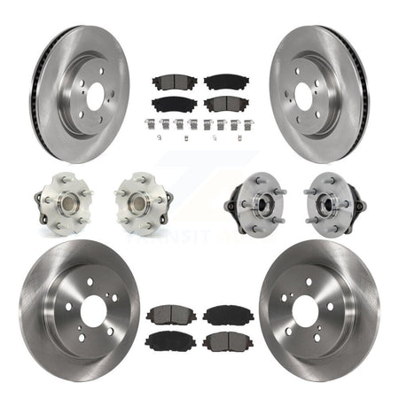 Front Rear Hub Bearing Brake Rotor And Pad Kit (10Pc) For Toyota RAV4 FWD with GAS engine KBB-132562