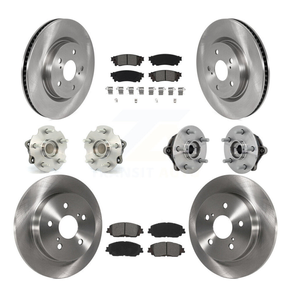 Front Rear Hub Bearing Brake Rotor And Pad Kit (10Pc) For Toyota RAV4 FWD with GAS engine KBB-132562