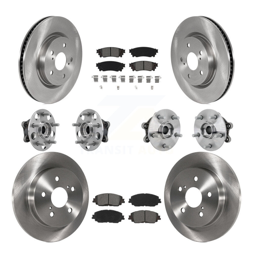 Front Rear Hub Bearing Disc Brake Rotor And Semi-Metallic Pads Kit (10Pc) For Toyota RAV4 KBB-132563