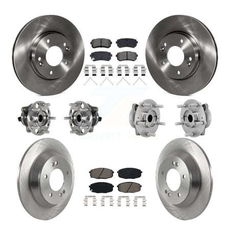 Front Rear Hub Bearing Brake Rotor And Pad Kit (10Pc) For 2022 Hyundai Kona FWD with 1.6L KBB-132566