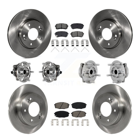 Front Rear Hub Bearing Disc Brake Rotor And Semi-Metallic Pad Kit (10Pc) For Hyundai Kona KBB-132568