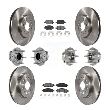 Front Rear Hub Bearing Brake Rotor Pad Kit (10Pc) For Chevrolet Traverse GMC Acadia Buick KBB-132571